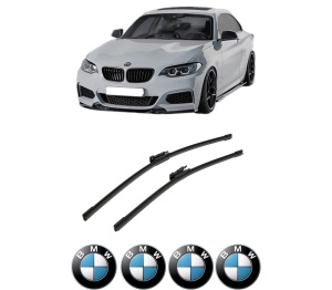 Set stergatoare auto BMW Seria 2 Coupe (F22, F87) din 2012-2021, pentru parbriz auto, 2 bucati, Bosch Aerotwin, din cauciuc siliconat rezistent, 4 Stickere Auto BMW Seria - Img 2