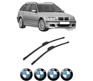 Set stergatoare auto BMW Seria 3 Touring (E46) din 1999-2005, pentru parbriz auto, 2 bucati, Bosch Aerotwin Retrofit, din cauciuc siliconat rezistent, 4 Stickere Auto BMW Seria - Img 2