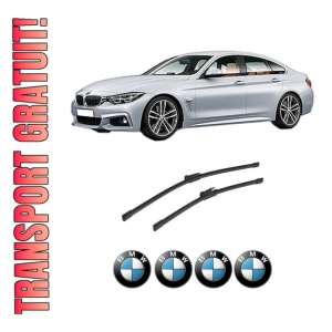 Set stergatoare auto BMW Seria 4 Gran Coupe (F36) din 2014-2021, pentru parbriz auto, 2 bucati, Bosch Aerotwin, din cauciuc siliconat rezistent, 4 Stickere Auto BMW Seria