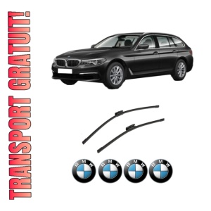 Set stergatoare auto BMW Seria 5 Touring Van (G31) din 2017-2019, pentru parbriz auto, 2 bucati, Bosch Aerotwin Multi, din cauciuc siliconat rezistent, 4 Stickere Auto BMW Seria