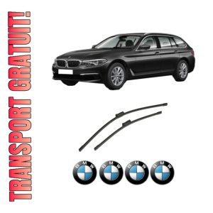 Set stergatoare auto BMW Seria 5 Touring Van (G31) din 2017-2019, pentru parbriz auto, 2 bucati, Bosch Aerotwin, din cauciuc siliconat rezistent, 4 Stickere Auto BMW Seria