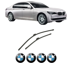 Set stergatoare auto BMW Seria 7 (F01, F02, F03, F04) din 2008-2015, pentru parbriz auto, 2 bucati, Bosch Aerotwin, din cauciuc siliconat rezistent, 4 Stickere Auto BMW Seria - Img 2