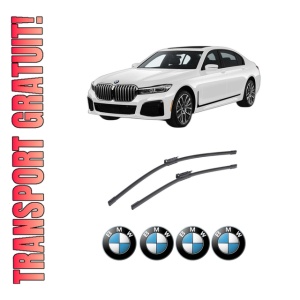 Set stergatoare auto BMW Seria 7 (G70) din 2022-2023, pentru parbriz auto, 2 bucati, Bosch Aerotwin, din cauciuc siliconat rezistent, 4 Stickere Auto BMW Seria