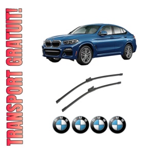 Set stergatoare auto BMW Seria X4 (G02, F98) din 2018-2021, pentru parbriz auto, 2 bucati, Bosch Aerotwin, din cauciuc siliconat rezistent, 4 Stickere Auto BMW Seria