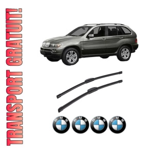 Set stergatoare auto BMW Seria X5 (E53) din 2000-2006, pentru parbriz auto, 2 bucati, Bosch Aerotwin Retrofit, din cauciuc siliconat rezistent, 4 Stickere Auto BMW Seria