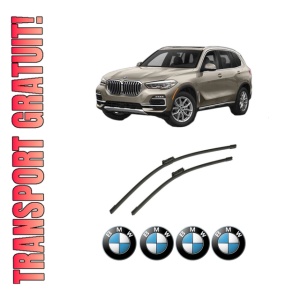 Set stergatoare auto BMW Seria X5 (G05, F95) din 2018-2023, pentru parbriz auto, 2 bucati, Bosch Aerotwin, din cauciuc siliconat rezistent, 4 Stickere Auto BMW Seria