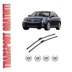 Set stergatoare auto CADILLAC STS din 2004-2012, pentru parbriz auto, 2 bucati, Bosch Aerotwin, din cauciuc siliconat rezistent, 4 Stickere Auto CADILLAC