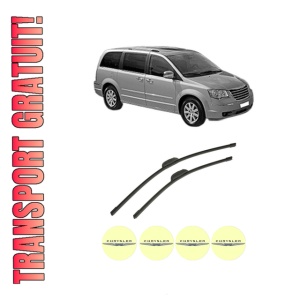 Set stergatoare auto CHRYSLER GRAND VOYAGER / VOYAGER V (RT) din 2007-2012, pentru parbriz auto, 2 bucati, Bosch Aerotwin Retrofit, din cauciuc siliconat rezistent, 4 Stickere Auto CHRYSLER