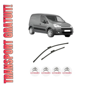Set stergatoare auto CITROEN BERLINGO Box Body/MPV (B9) din 2008-2021, pentru parbriz auto, 2 bucati, Bosch Aerotwin, din cauciuc siliconat rezistent, 4 Stickere Auto CITROEN