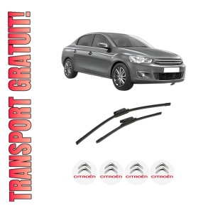 Set stergatoare auto CITROEN C-ELYSEE (DD_) din 2012-2018, pentru parbriz auto, 2 bucati, Bosch Aerotwin, din cauciuc siliconat rezistent, 4 Stickere Auto CITROEN