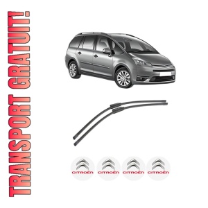 Set stergatoare auto CITROEN C4 GRAND PICASSO I (UA_) din 2006-2013, pentru parbriz auto, 2 bucati, Bosch Aerotwin, din cauciuc siliconat rezistent, 4 Stickere Auto CITROEN