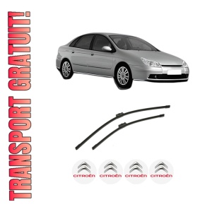 Set stergatoare auto CITROEN C5 II (RC_) din 2004-2008, pentru parbriz auto, 2 bucati, Bosch Aerotwin, din cauciuc siliconat rezistent, 4 Stickere Auto CITROEN