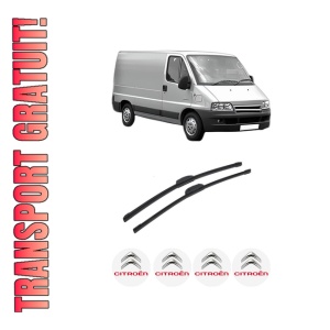 Set stergatoare auto CITROEN JUMPER I Van (244) din 2002-2006, pentru parbriz auto, 2 bucati, Bosch Aerotwin Retrofit, din cauciuc siliconat rezistent, 4 Stickere Auto CITROEN