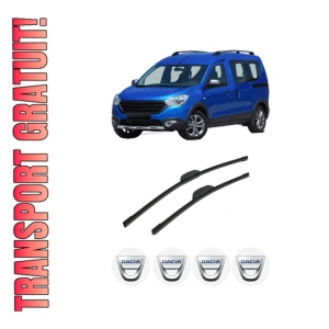 Set stergatoare auto DACIA DOKKER MPV (KE_) din 2012-2021, pentru parbriz auto, 2 bucati, Bosch Aerotwin Retrofit, din cauciuc siliconat rezistent, 4 Stickere Auto DACIA
