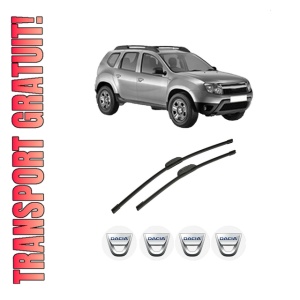 Set stergatoare auto DACIA DUSTER (HS_) din 2010-2018, pentru parbriz auto, 2 bucati, Bosch Aerotwin Retrofit, din cauciuc siliconat rezistent, 4 Stickere Auto DACIA