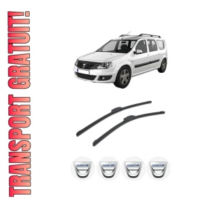 Set stergatoare auto DACIA LOGAN MCV II din 2013-2019, pentru parbriz auto, 2 bucati, Bosch Aerotwin Retrofit, din cauciuc siliconat rezistent, 4 Stickere Auto DACIA
