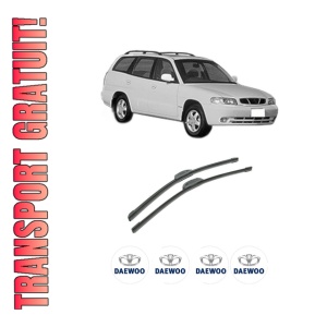 Set stergatoare auto DAEWOO NUBIRA (J100) din 1997-1999, pentru parbriz auto, 2 bucati, Bosch Aerotwin Retrofit, din cauciuc siliconat rezistent, 4 Stickere Auto DAEWOO