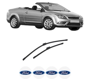 Set stergatoare auto FORD FOCUS II Convertible din 2006-2010, pentru parbriz auto, 2 bucati, Bosch Aerotwin, din cauciuc siliconat rezistent, 4 Stickere Auto FORD - Img 2