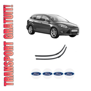 Set stergatoare auto FORD FOCUS III Turnier din 2010-2020, pentru parbriz auto, 2 bucati, Bosch Aerotwin, din cauciuc siliconat rezistent, 4 Stickere Auto FORD