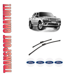 Set stergatoare auto FORD RANGER (TKE) din 2011-2019, pentru parbriz auto, 2 bucati, Bosch Aerotwin, din cauciuc siliconat rezistent, 4 Stickere Auto FORD