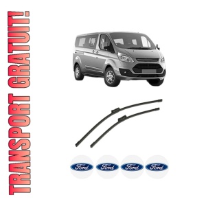Set stergatoare auto FORD TOURNEO CUSTOM V362 Bus (F3) din 2012-2023, pentru parbriz auto, 2 bucati, Bosch Aerotwin, din cauciuc siliconat rezistent, 4 Stickere Auto FORD