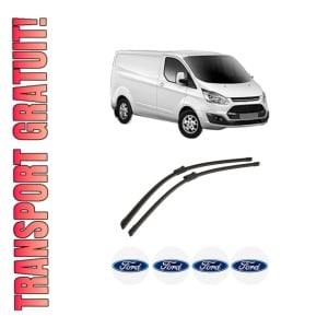 Set stergatoare auto FORD TRANSIT CUSTOM V362 Van (FY, FZ) din 2012-2023, pentru parbriz auto, 2 bucati, Bosch Aerotwin, din cauciuc siliconat rezistent, 4 Stickere Auto FORD