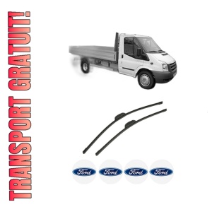 Set stergatoare auto FORD TRANSIT Platform/Chassis (FM_ _, FN_ _, FF_ _) din 2006-2014, pentru parbriz auto, 2 bucati, Bosch Aerotwin Retrofit, din cauciuc siliconat rezistent, 4 Stickere Auto FORD