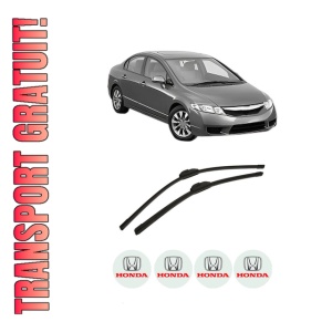 Set stergatoare auto HONDA CIVIC IX Saloon (FB) din 2011-2016, pentru parbriz auto, 2 bucati, Bosch Aerotwin, din cauciuc siliconat rezistent, 4 Stickere Auto HONDA