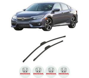 Set stergatoare auto HONDA CIVIC X Hatchback (FC_, FK_) din 2017-2022, pentru parbriz auto, 2 bucati, Bosch Aerotwin Retrofit, din cauciuc siliconat rezistent, 4 Stickere Auto HONDA - Img 2