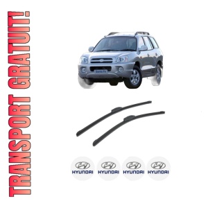 Set stergatoare auto HYUNDAI SANTA FÉ I SUV Van (SM) din 2000-2006, pentru parbriz auto, 2 bucati, Bosch Aerotwin Retrofit, din cauciuc siliconat rezistent, 4 Stickere Auto HYUNDAI