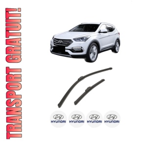 Set stergatoare auto HYUNDAI SANTA FÉ III SUV Van (DM) din 2015-2018, pentru parbriz auto, 2 bucati, Bosch Aerotwin Retrofit, din cauciuc siliconat rezistent, 4 Stickere Auto HYUNDAI