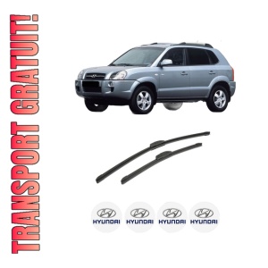 Set stergatoare auto HYUNDAI TUCSON (JM) din 2004-2012, pentru parbriz auto, 2 bucati, Bosch Aerotwin Retrofit, din cauciuc siliconat rezistent, 4 Stickere Auto HYUNDAI