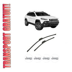Set stergatoare auto JEEP CHEROKEE VAN (KL) din 2014-2018, pentru parbriz auto, 2 bucati, Bosch Aerotwin Retrofit, din cauciuc siliconat rezistent, 4 Stickere Auto JEEP