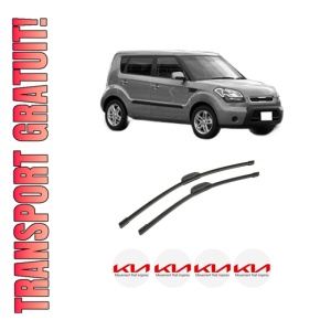 Set stergatoare auto KIA SOUL I (AM) din 2009-2014, pentru parbriz auto, 2 bucati, Bosch Aerotwin Retrofit, din cauciuc siliconat rezistent, 4 Stickere Auto KIA