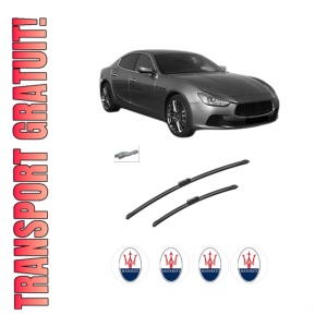 Set stergatoare auto MASERATI GHIBLI III (M157) din 2013-2017, pentru parbriz auto, 2 bucati, Bosch Aerotwin, din cauciuc siliconat rezistent, 4 Stickere Auto MASERATI