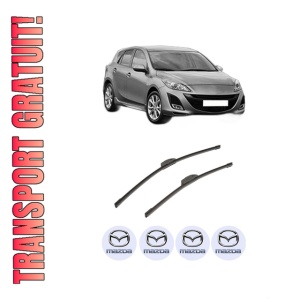 Set stergatoare auto MAZDA 3 (BL) din 2008-2014, pentru parbriz auto, 2 bucati, Bosch Aerotwin Retrofit, din cauciuc siliconat rezistent, 4 Stickere Auto MAZDA