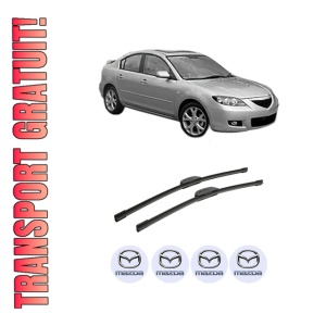 Set stergatoare auto MAZDA 3 Saloon (BK) din 2003-2009, pentru parbriz auto, 2 bucati, Bosch Aerotwin Retrofit, din cauciuc siliconat rezistent, 4 Stickere Auto MAZDA