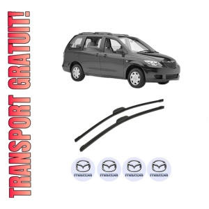 Set stergatoare auto MAZDA MPV II (LW) din 1999-2006, pentru parbriz auto, 2 bucati, Bosch Aerotwin Retrofit, din cauciuc siliconat rezistent, 4 Stickere Auto MAZDA