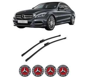 Set stergatoare auto MERCEDES-BENZ C-CLASS (W205) din 2013-2021, pentru parbriz auto, 2 bucati, Bosch Aerotwin, din cauciuc siliconat rezistent, 4 Stickere Auto MERCEDES-BENZ - Img 2