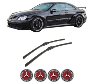 Set stergatoare auto MERCEDES-BENZ CLK (C209) din 2002-2009, pentru parbriz auto, 2 bucati, Bosch Aerotwin, din cauciuc siliconat rezistent, 4 Stickere Auto MERCEDES-BENZ - Img 2