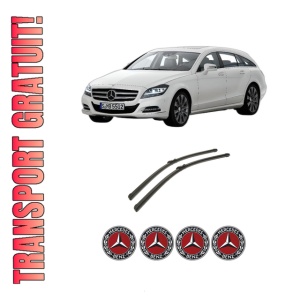 Set stergatoare auto MERCEDES-BENZ CLS Shooting Brake (X218) din 2012-2017, pentru parbriz auto, 2 bucati, Bosch Aerotwin, din cauciuc siliconat rezistent, 4 Stickere Auto MERCEDES-BENZ