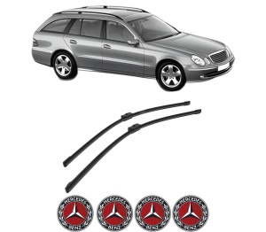 Set stergatoare auto MERCEDES-BENZ E-CLASS T-Model (S211) din 2003-2009, pentru parbriz auto, 2 bucati, Bosch Aerotwin, din cauciuc siliconat rezistent, 4 Stickere Auto MERCEDES-BENZ - Img 2