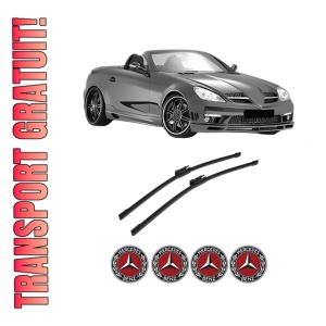 Set stergatoare auto MERCEDES-BENZ SLK (R171) din 2004-2011, pentru parbriz auto, 2 bucati, Bosch Aerotwin, din cauciuc siliconat rezistent, 4 Stickere Auto MERCEDES-BENZ