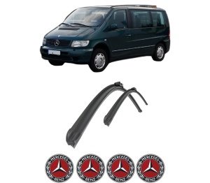 Set stergatoare auto MERCEDES-BENZ VITO Van (W638) din 1997-2003, pentru parbriz auto, 2 bucati, Bosch Aerotwin Retro Truck, din cauciuc siliconat rezistent, 4 Stickere Auto MERCEDES-BENZ - Img 2
