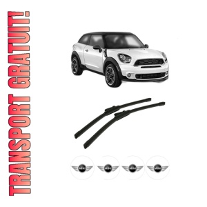 Set stergatoare auto MINI MINI PACEMAN (R61) din 2012-2016, pentru parbriz auto, 2 bucati, Bosch Aerotwin, din cauciuc siliconat rezistent, 4 Stickere Auto MINI