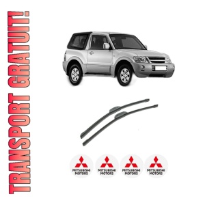 Set stergatoare auto MITSUBISHI PAJERO III Canvas Top (V6_W, V7_W) din 2000-2006, pentru parbriz auto, 2 bucati, Bosch Aerotwin Retrofit, din cauciuc siliconat rezistent, 4 Stickere Auto MITSUBISHI