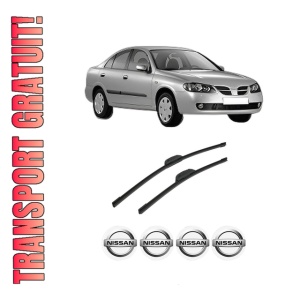 Set stergatoare auto NISSAN ALMERA II (N16) din 2000-2006, pentru parbriz auto, 2 bucati, Bosch Aerotwin Retrofit, din cauciuc siliconat rezistent, 4 Stickere Auto NISSAN