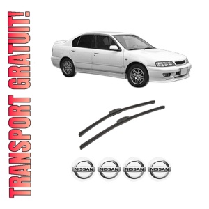 Set stergatoare auto NISSAN PRIMERA Hatchback (P11) din 1996-2002, pentru parbriz auto, 2 bucati, Bosch Aerotwin Retrofit, din cauciuc siliconat rezistent, 4 Stickere Auto NISSAN
