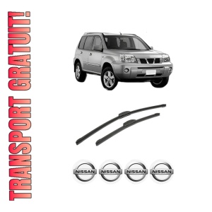 Set stergatoare auto NISSAN X-TRAIL I (T30) din 2001-2013, pentru parbriz auto, 2 bucati, Bosch Aerotwin Retrofit, din cauciuc siliconat rezistent, 4 Stickere Auto NISSAN