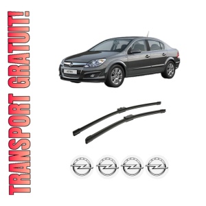 Set stergatoare auto OPEL ASTRA H Saloon (A04) din 2007-2014, pentru parbriz auto, 2 bucati, Bosch Aerotwin, din cauciuc siliconat rezistent, 4 Stickere Auto OPEL